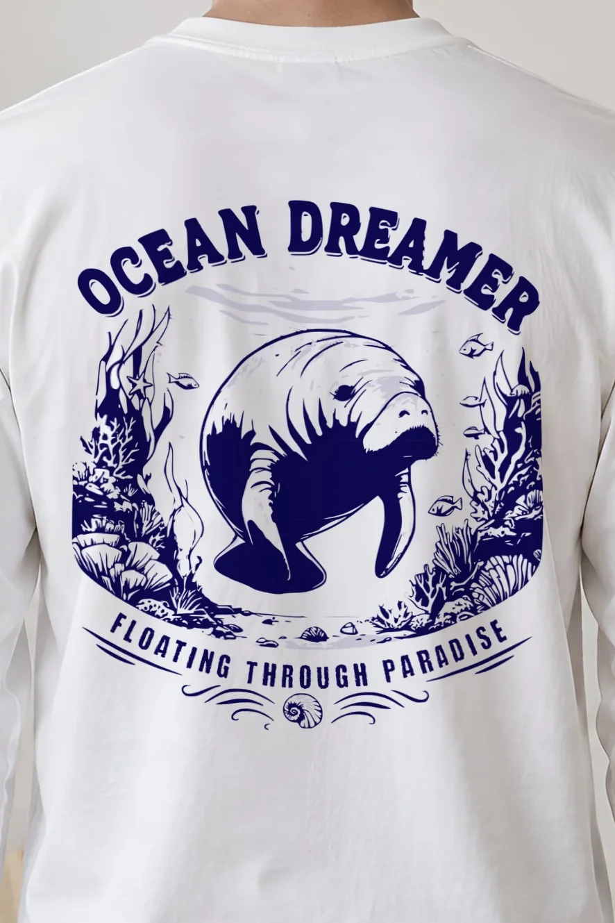 "Ocean Dreamer" Unisex Longsleeve T-shirt - the graphic up close