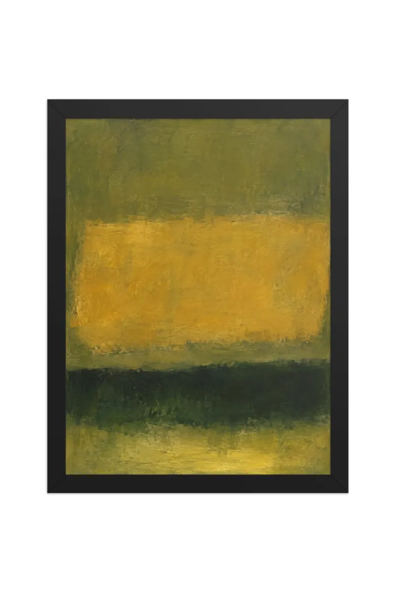 “Ochre and Olive Abstract” Premium Wooden Framed Poster