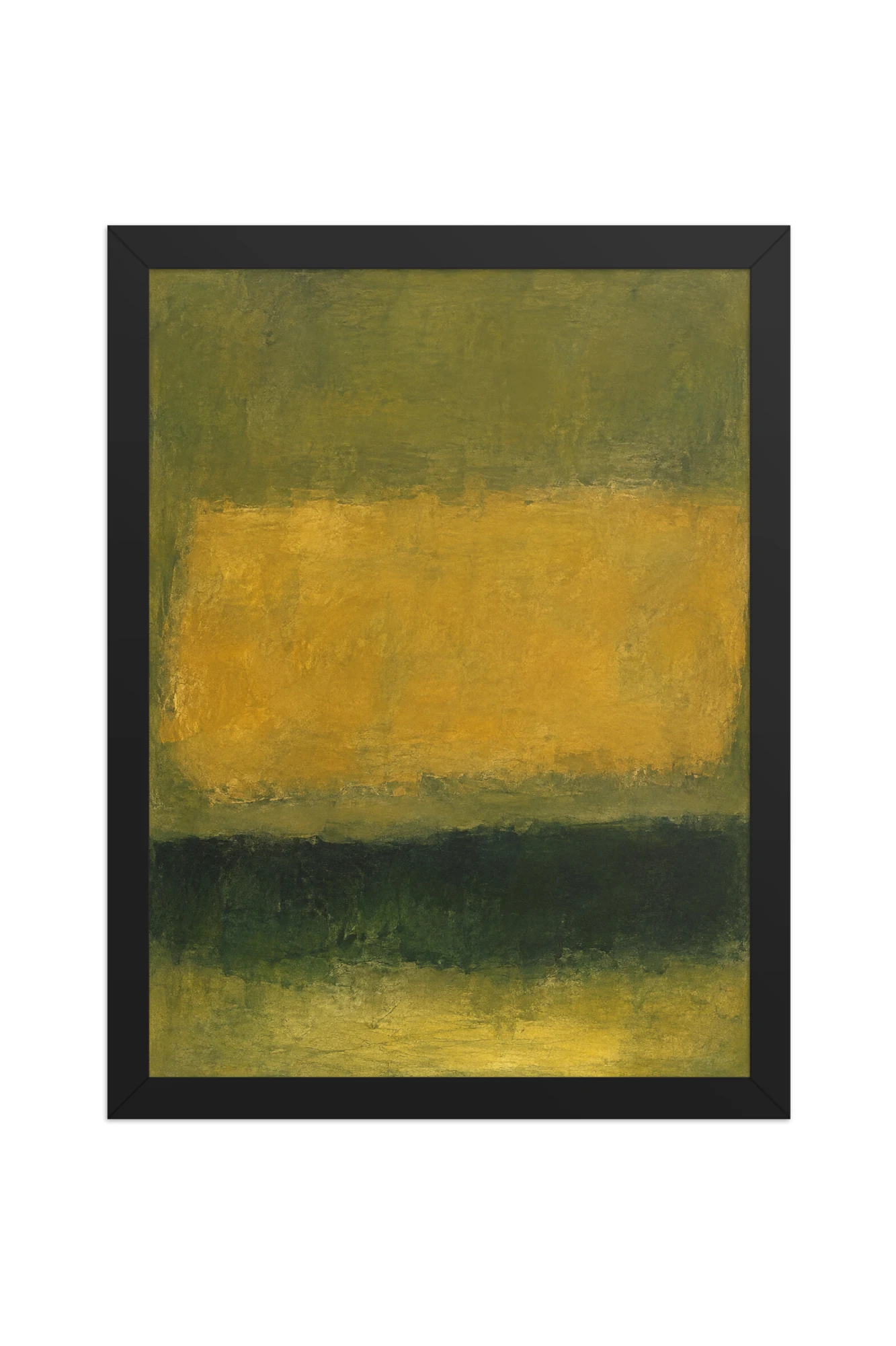 "Ochre and Olive Abstract" Premium Wooden Framed Poster