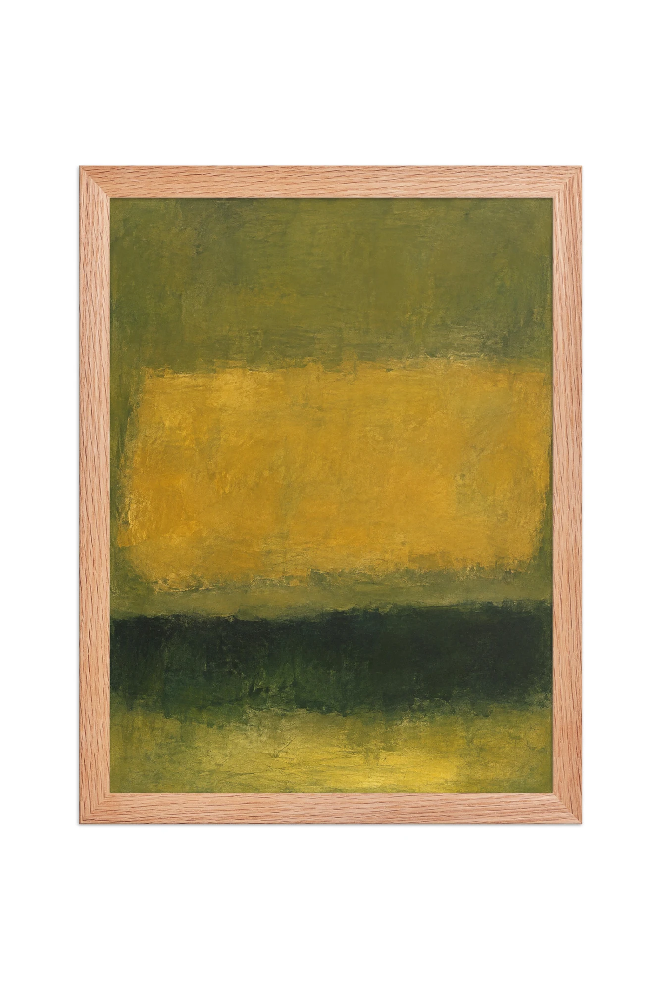 "Ochre and Olive Abstract" Premium Wooden Framed Poster