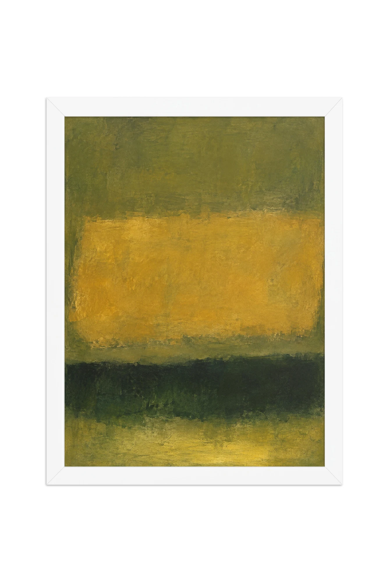 "Ochre and Olive Abstract" Premium Wooden Framed Poster