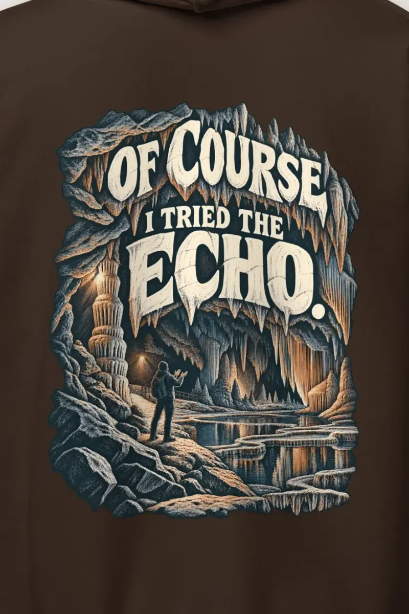 "Of Course I Tried the Echo" Heavy Blend Unisex Pullover Hoodie - the graphic up close