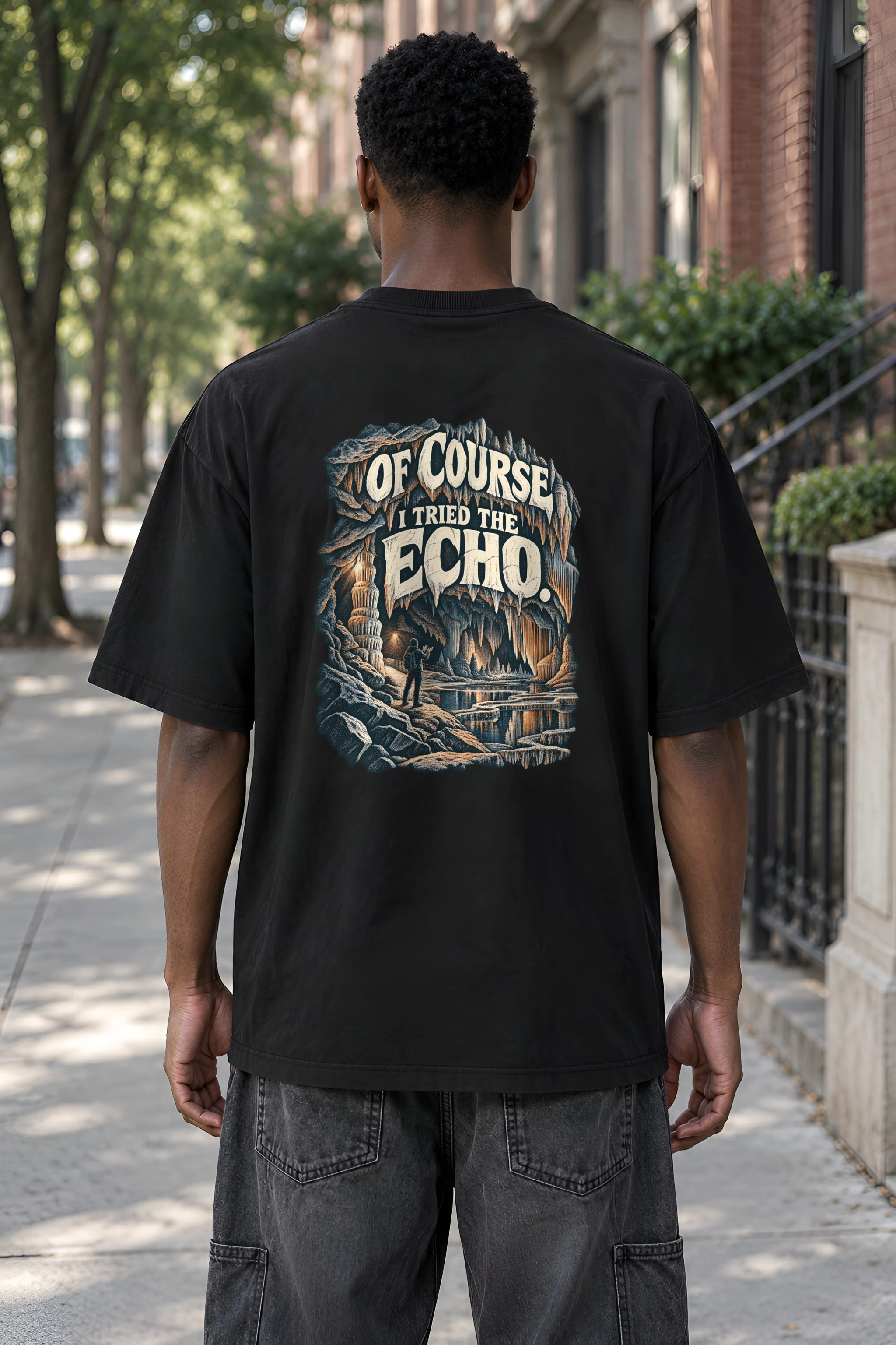 "Of Course I Tried the Echo" Men's Oversized Heavyweight Crewneck T-Shirt