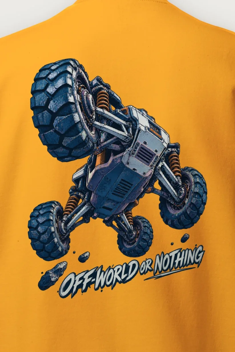"Off-World or Nothing" Heavy Blend Unisex Crewneck Sweatshirt - the graphic up close