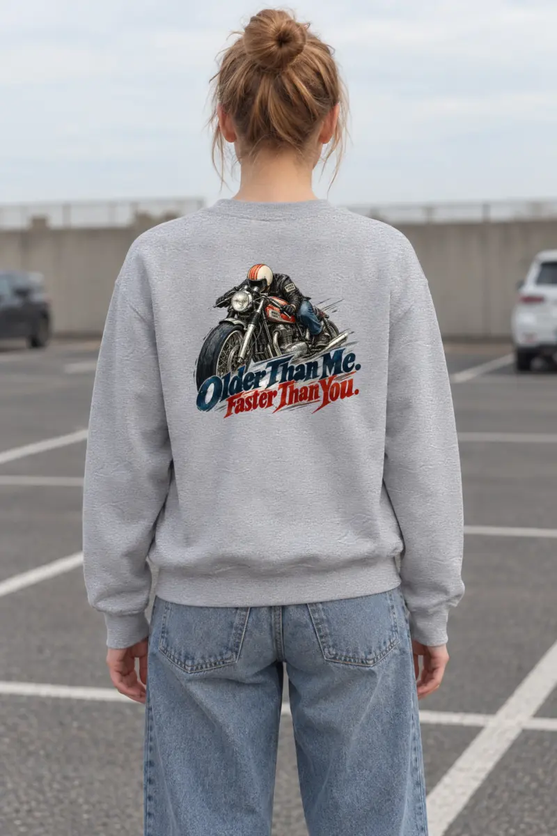 “Older Than Me. Faster Than You.” Heavy Blend Unisex Crewneck Sweatshirt