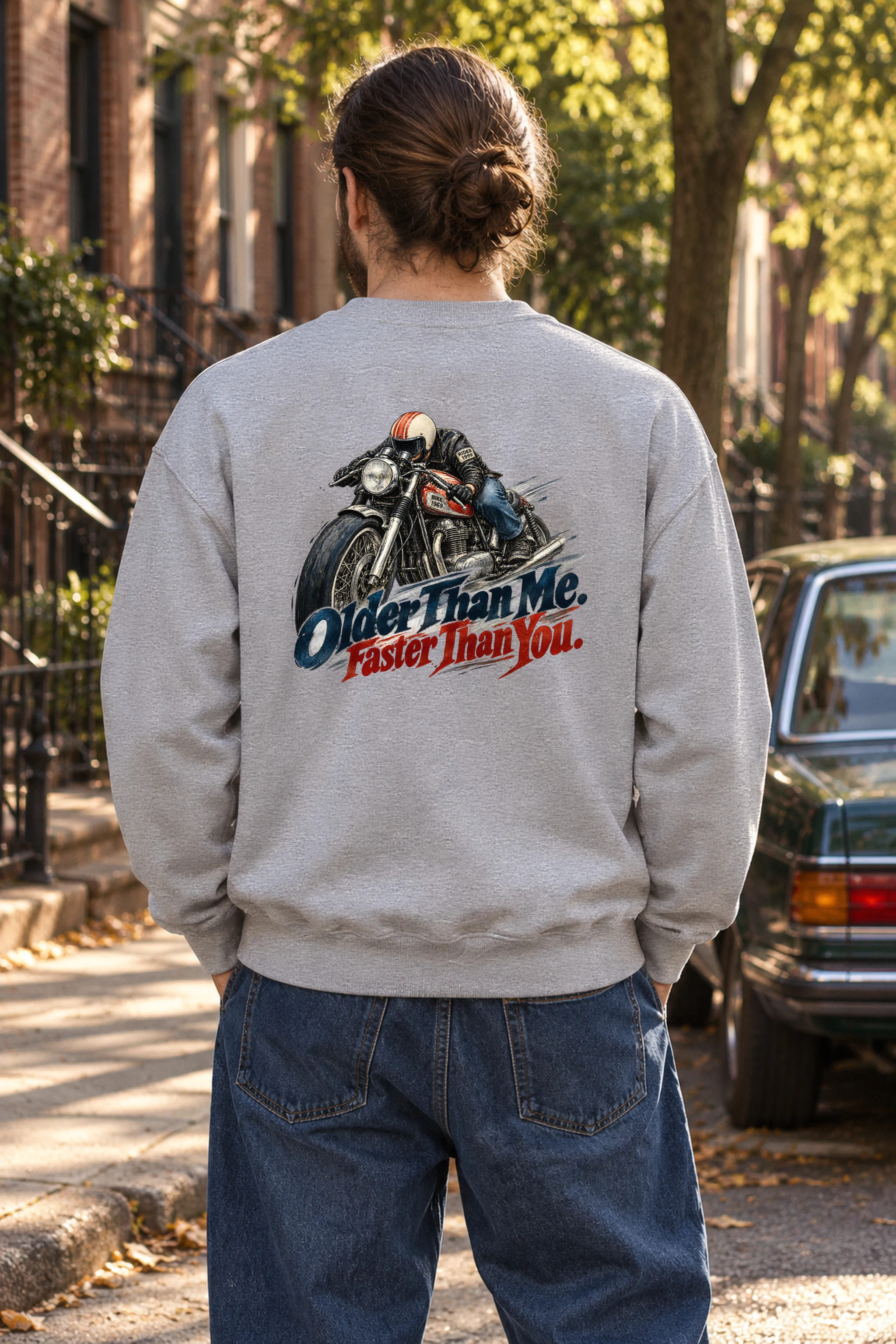 "Older Than Me. Faster Than You." Heavy Blend Unisex Crewneck Sweatshirt