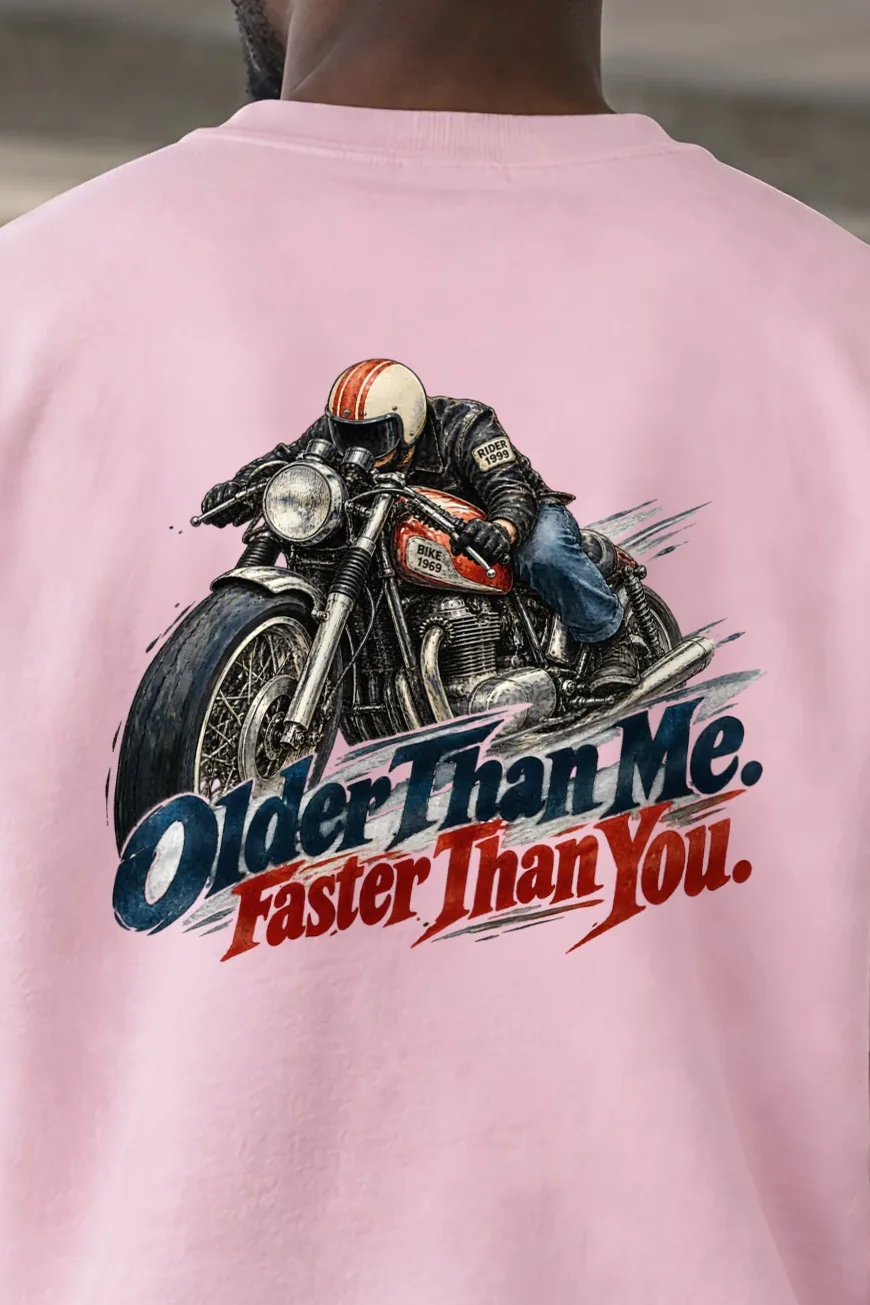 "Older Than Me. Faster Than You." Heavy Blend Unisex Crewneck Sweatshirt - the graphic up close