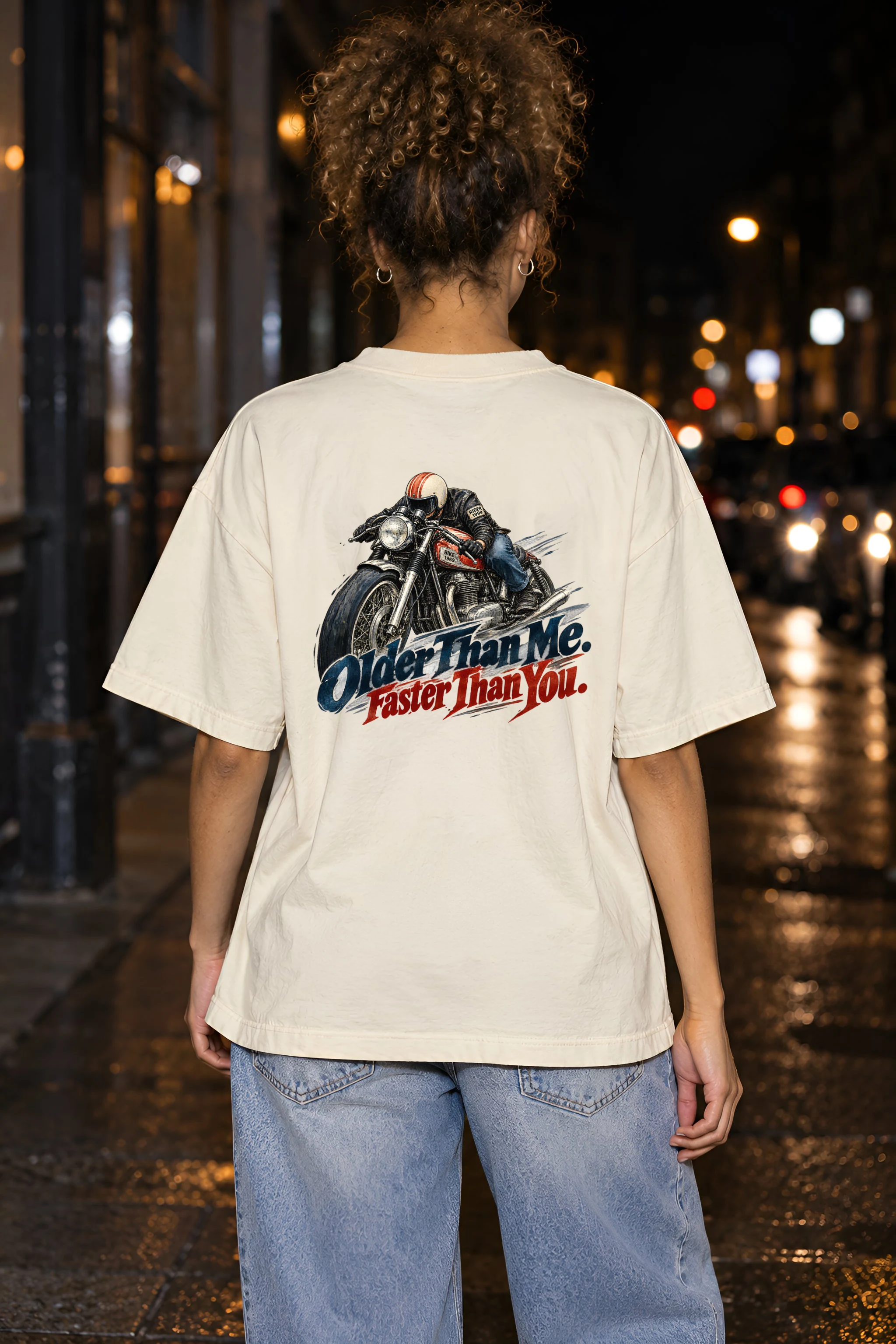 "Older Than Me Faster Than You" Unisex Oversized Heavyweight Crewneck T-Shirt