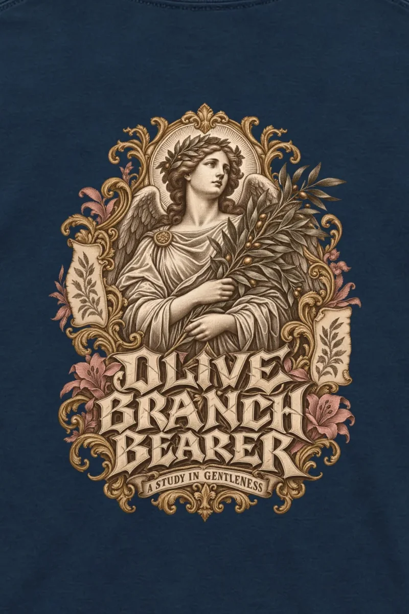"Olive Branch Bearer" Unisex Longsleeve T-shirt - the graphic up close