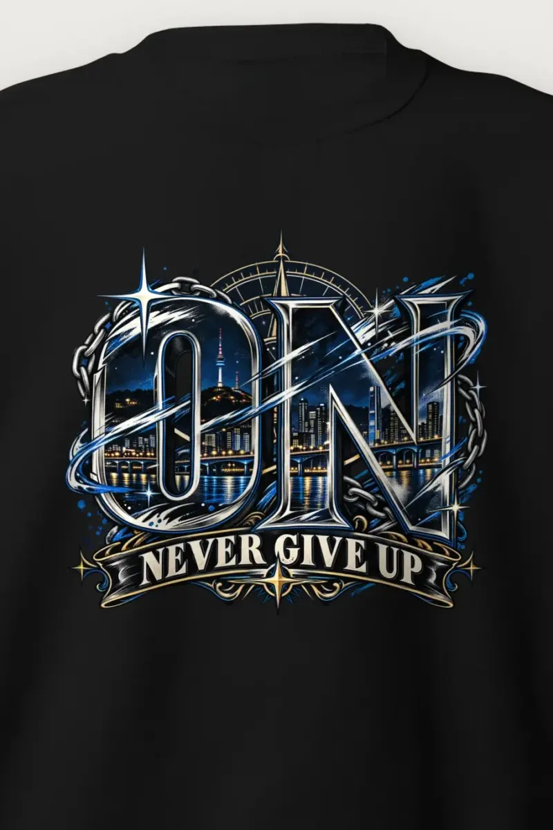 "Night City Resolve" Heavy Blend Unisex Crewneck Sweatshirt - the graphic up close