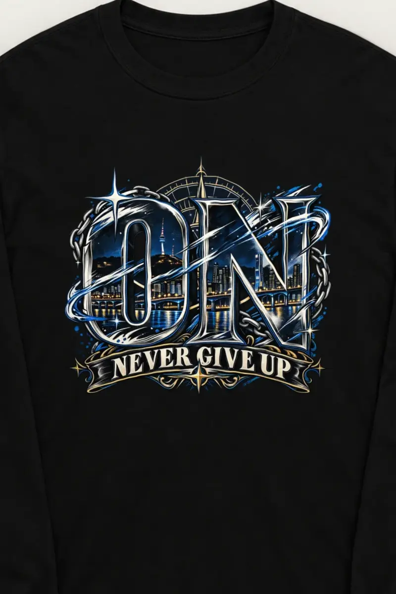 "Night Bridge Initials" Unisex Longsleeve T-shirt - the graphic up close