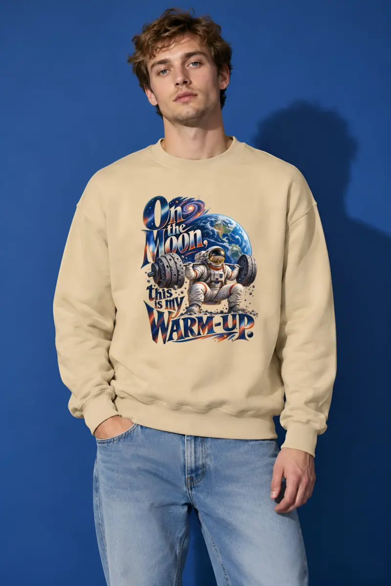 "On the Moon, This Is My Warm-Up" Unisex Crewneck Sweatshirt