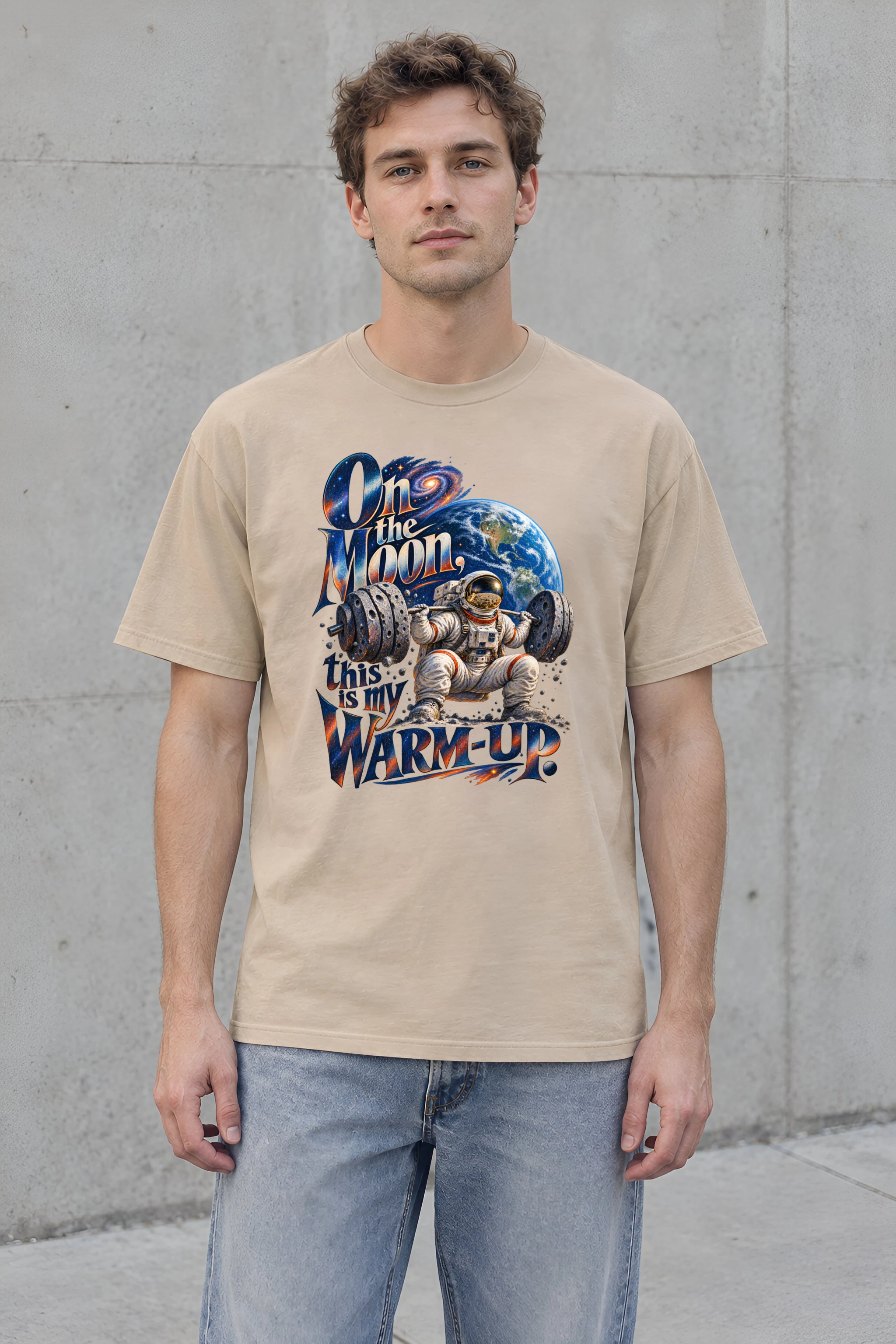 "On the Moon Warm-Up" Heavyweight Unisex Crewneck T-shirt