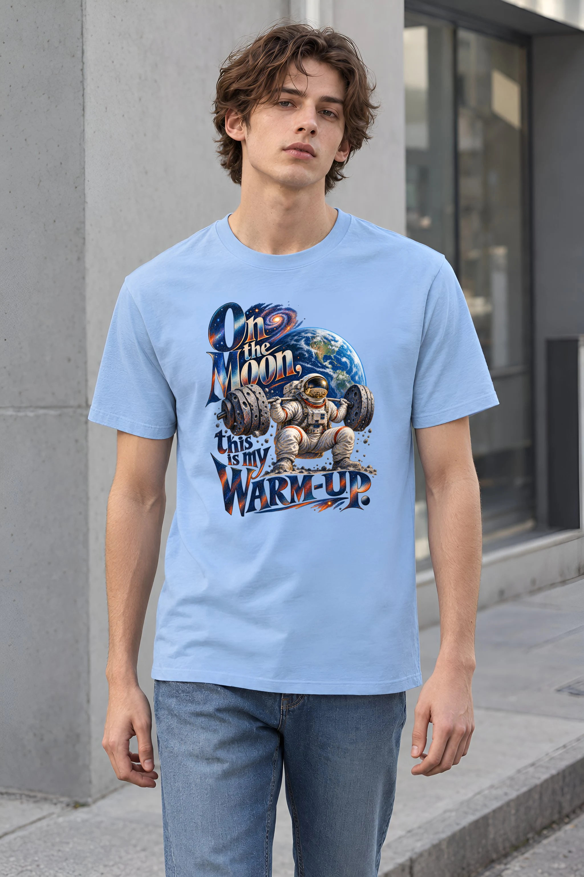"On the Moon Warm-Up" Heavyweight Unisex Crewneck T-shirt