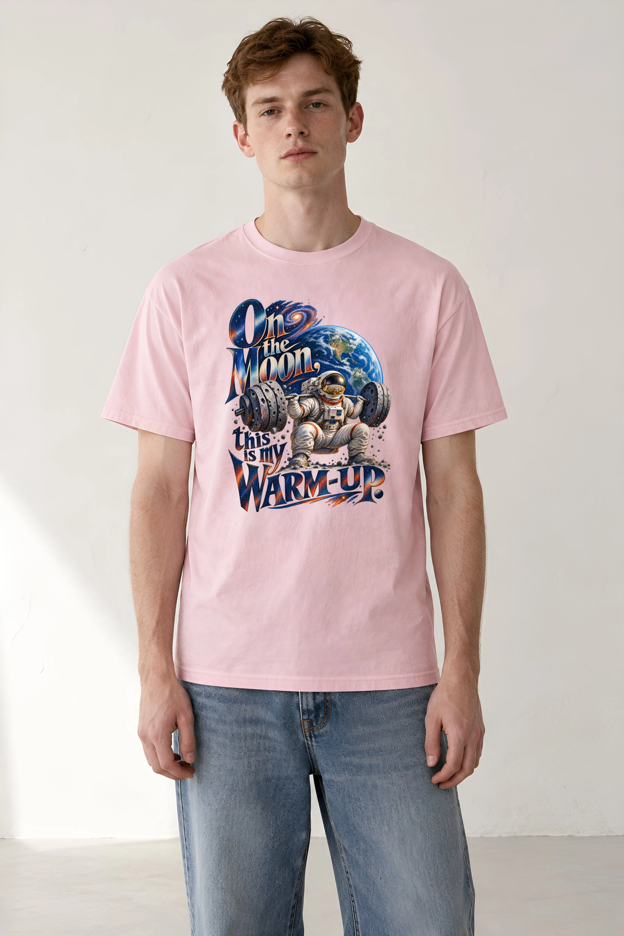 "On the Moon Warm-Up" Heavyweight Unisex Crewneck T-shirt
