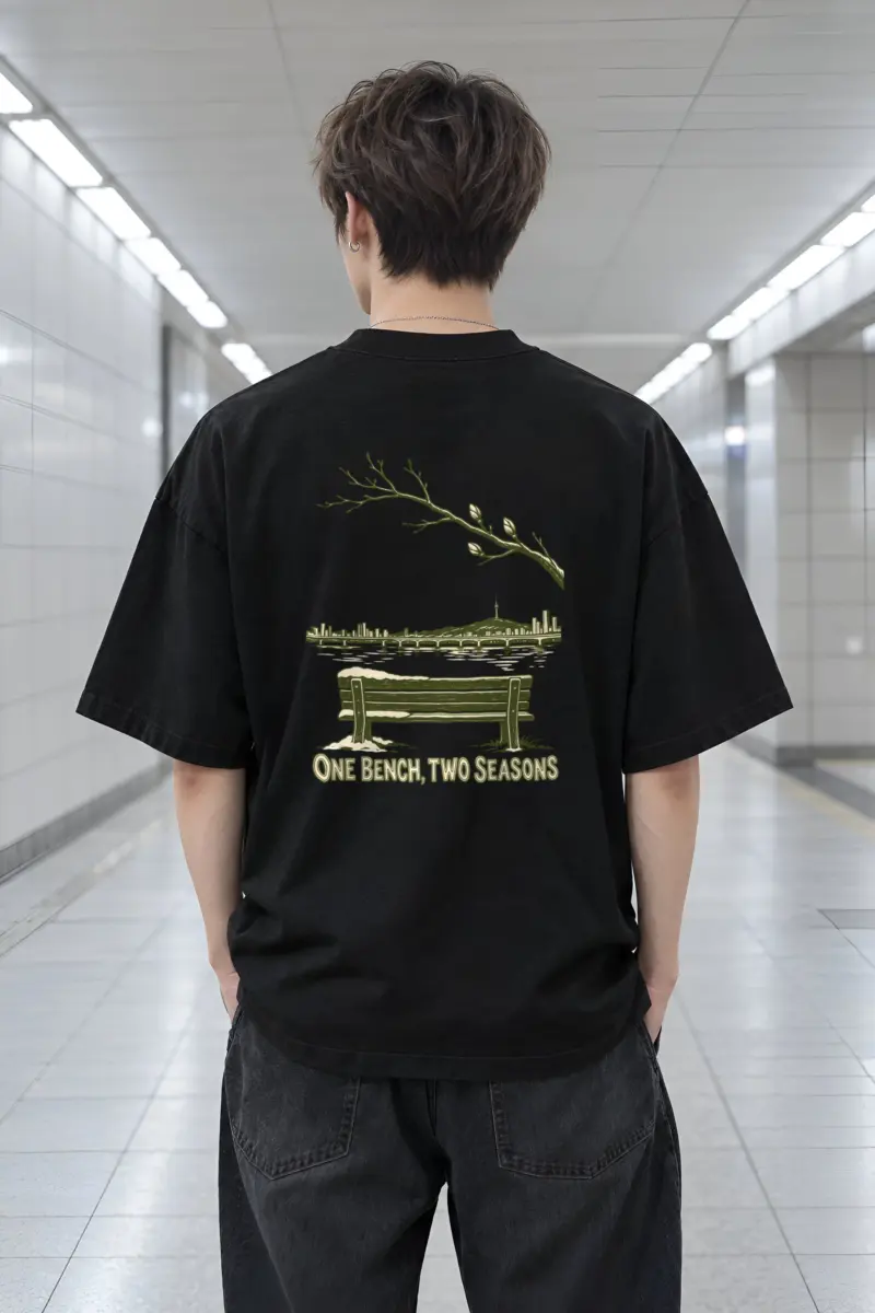 "ONE BENCH, TWO SEASONS" Men's Oversized Heavyweight Crewneck T-Shirt