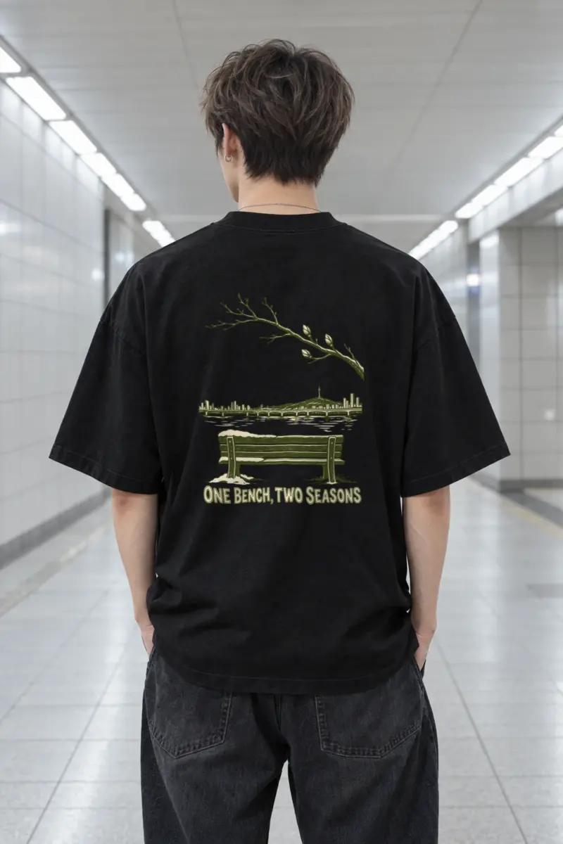 “ONE BENCH, TWO SEASONS” Men’s Oversized Heavyweight Crewneck T-Shirt