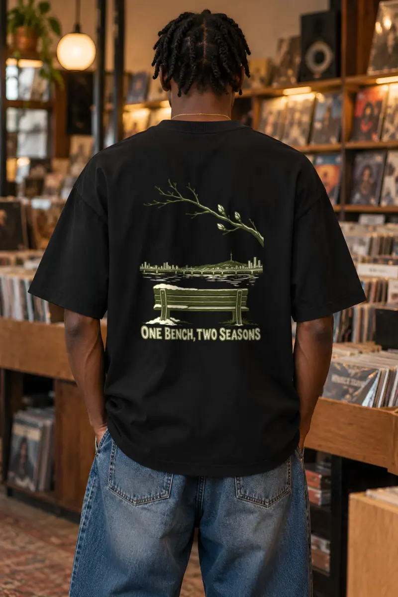 "ONE BENCH, TWO SEASONS" Unisex Oversized Heavyweight Crewneck T-Shirt
