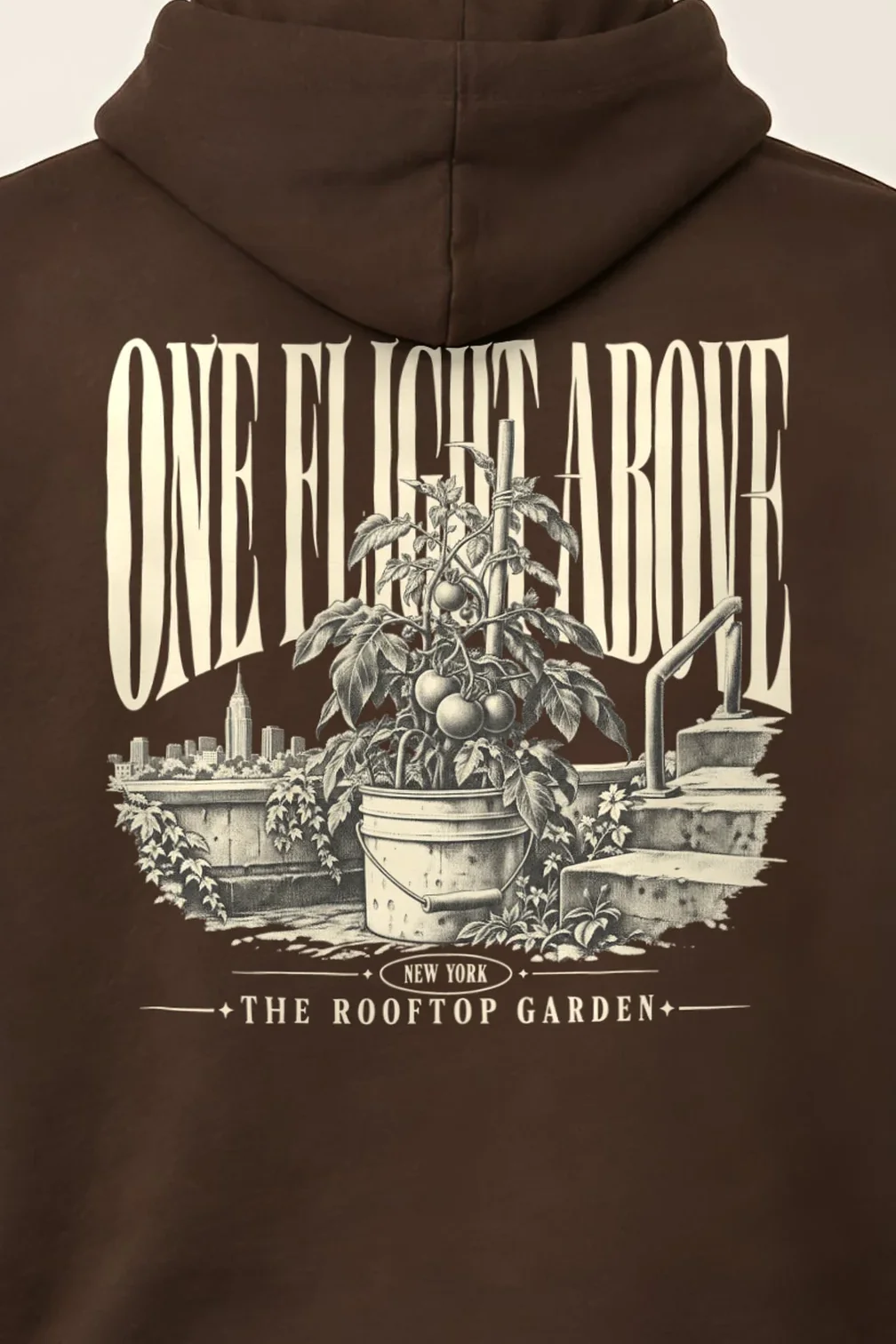 "One Flight Above" Heavy Blend Unisex Pullover Hoodie - the graphic up close