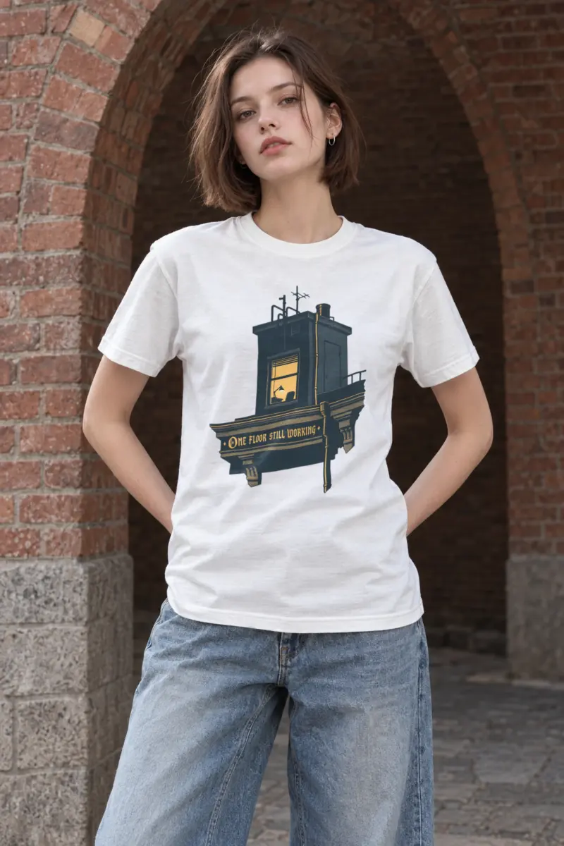 “One Floor Still Working” Heavyweight Unisex Crewneck T-shirt