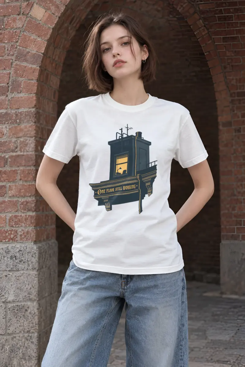 "One Floor Still Working" Heavyweight Unisex Crewneck T-shirt