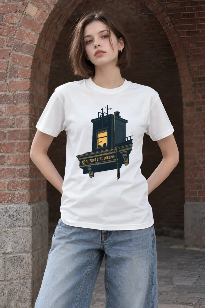 "One Floor Still Working" Heavyweight Unisex Crewneck T-shirt