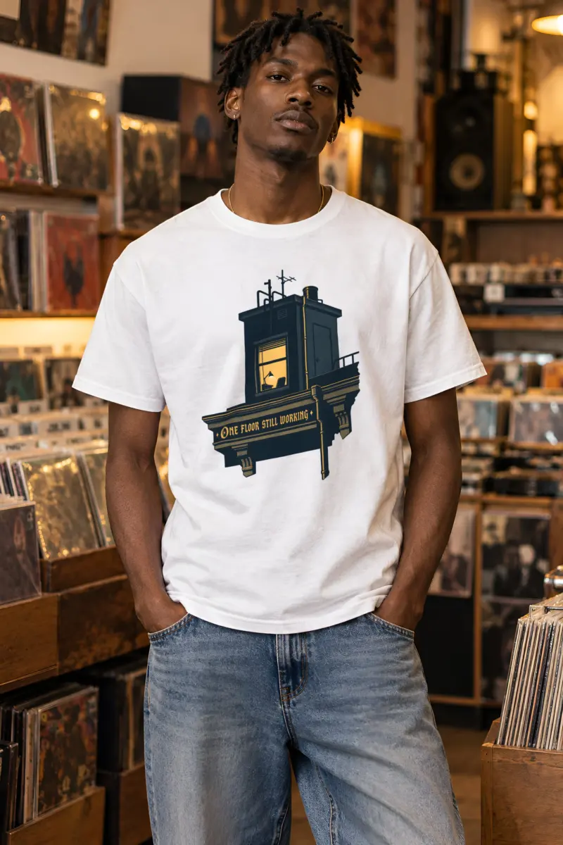 "One Floor Still Working" Heavyweight Unisex Crewneck T-shirt