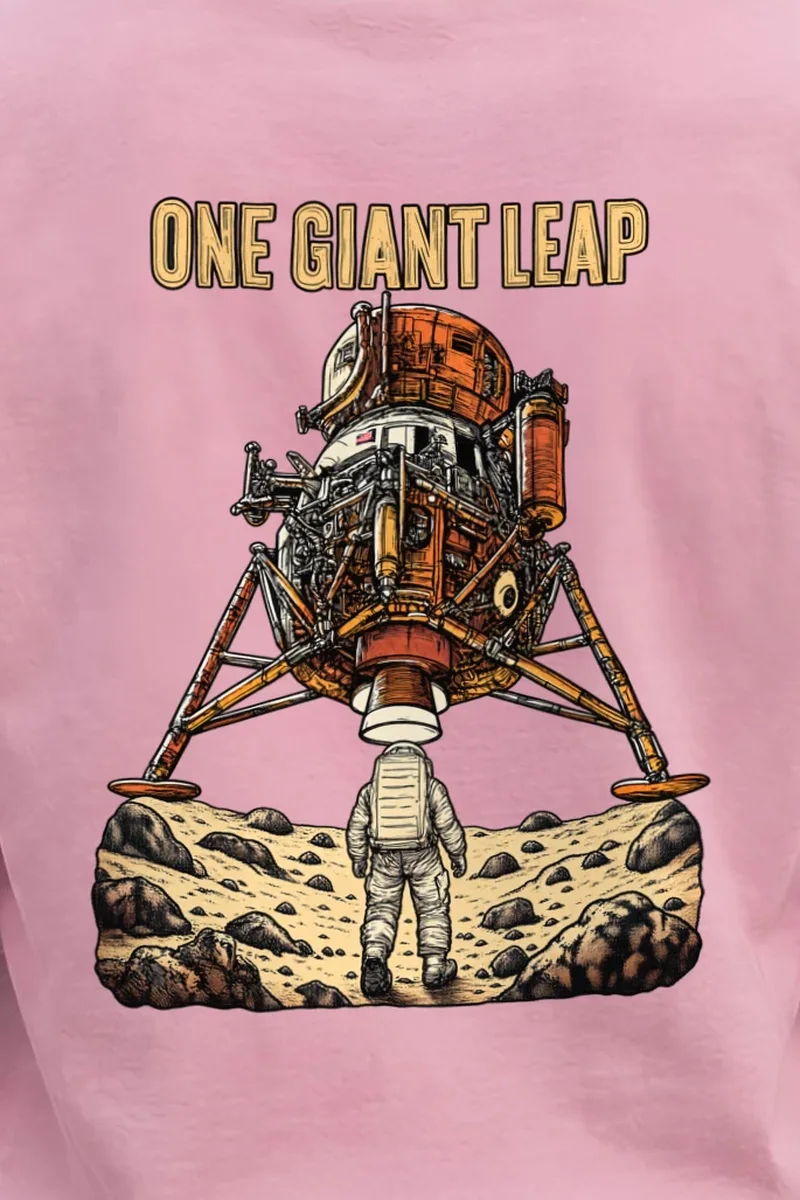 "One Giant Leap" Unisex Longsleeve T-shirt - the graphic up close