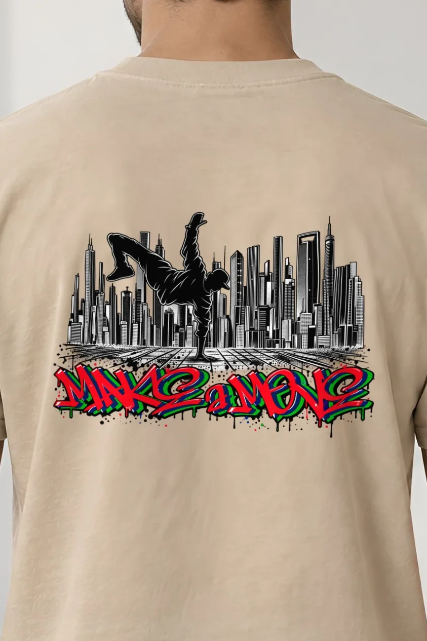 "One Hand Breakdancer" Heavyweight Unisex Crewneck T-shirt - the graphic up close