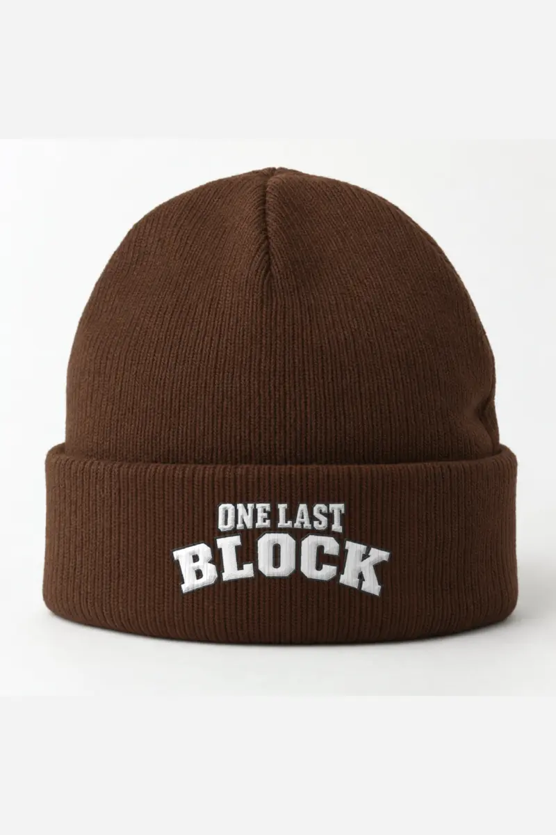 “One Last Block” Cuffed Beanie · Embroidered