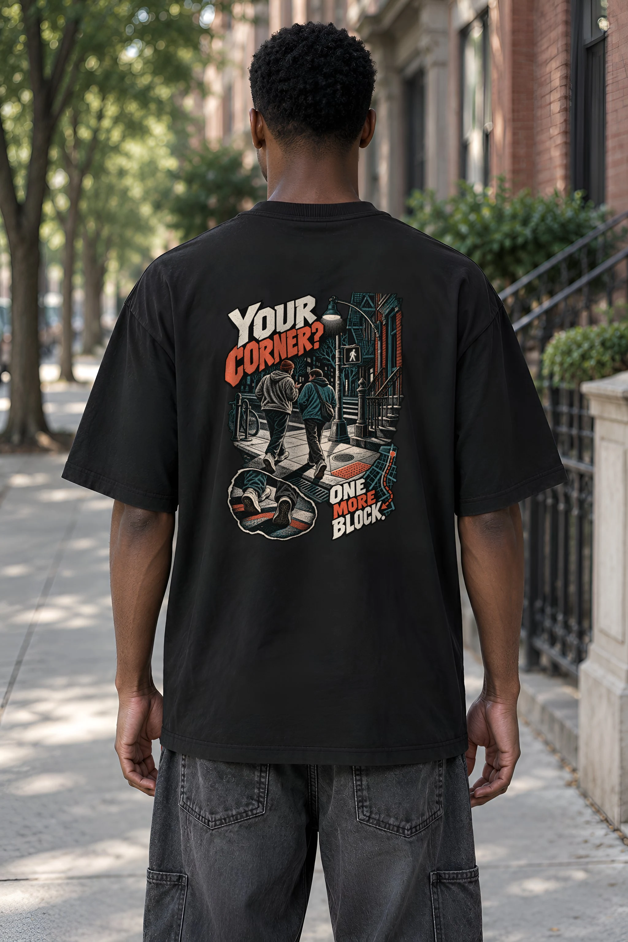 "One More Block" Men's Oversized Heavyweight Crewneck T-Shirt