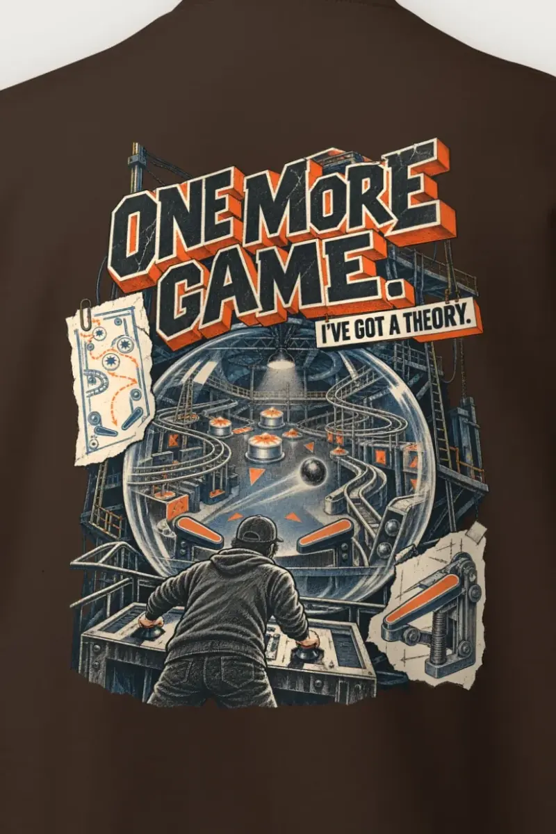 "One More Game Pinball" Heavy Blend Unisex Crewneck Sweatshirt - the graphic up close