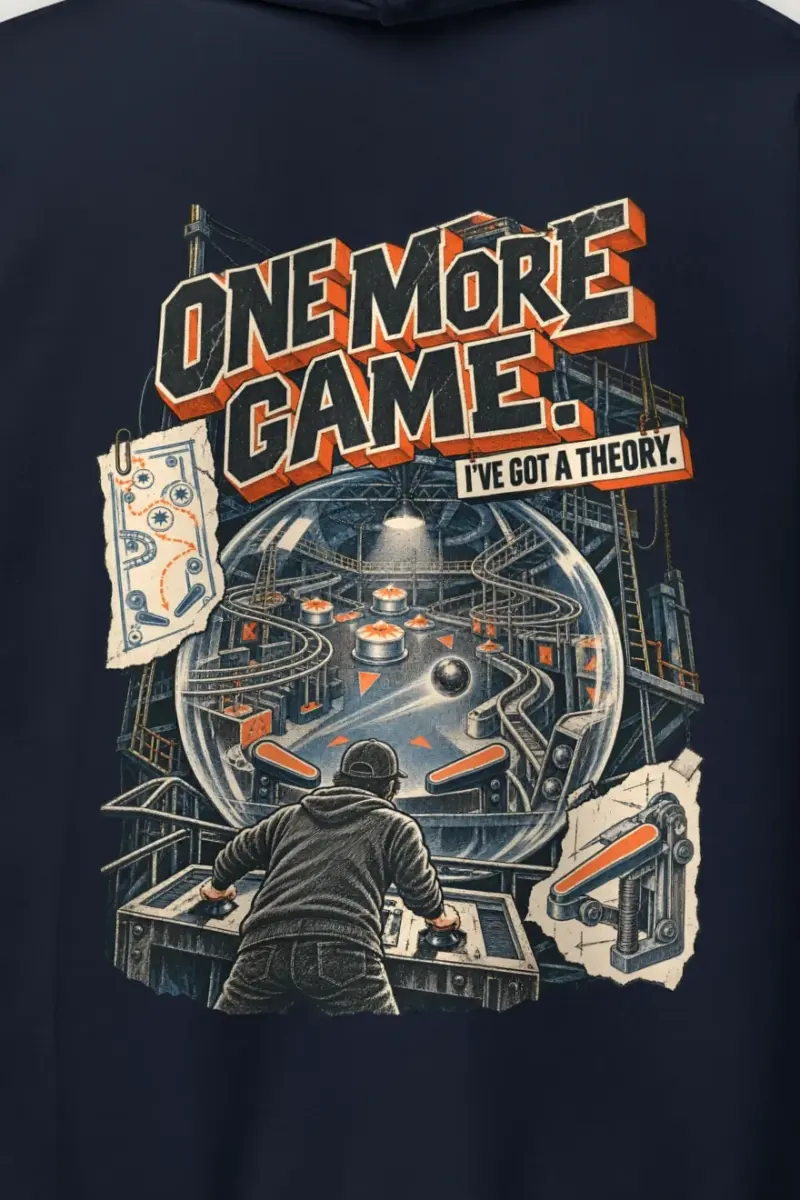 "One More Game Theory" Heavy Blend Unisex Pullover Hoodie - the graphic up close