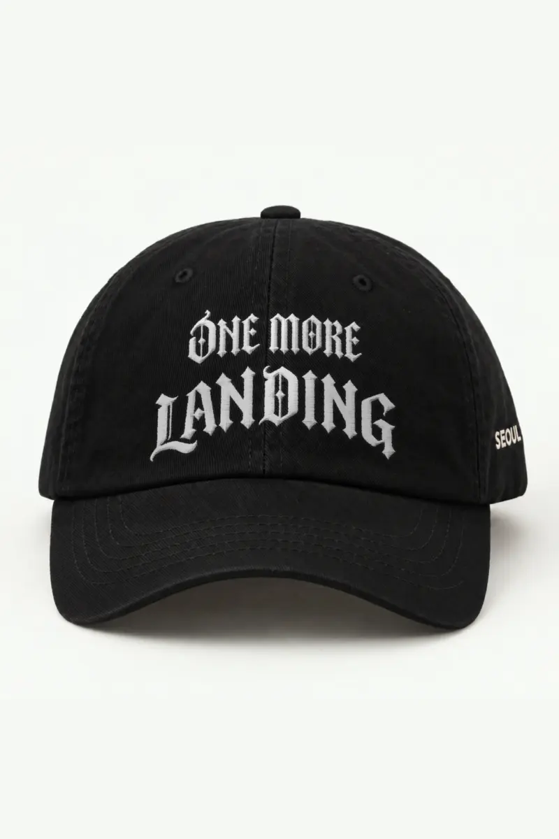 "One More Landing" Classic Dad Hat · Embroidered — black/cap-front