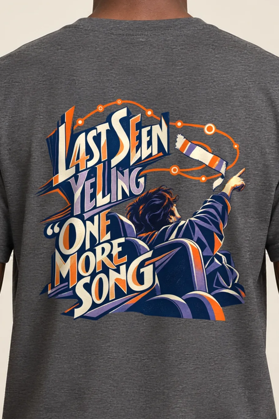 "One More Song" Heavyweight Unisex Crewneck T-shirt - the graphic up close