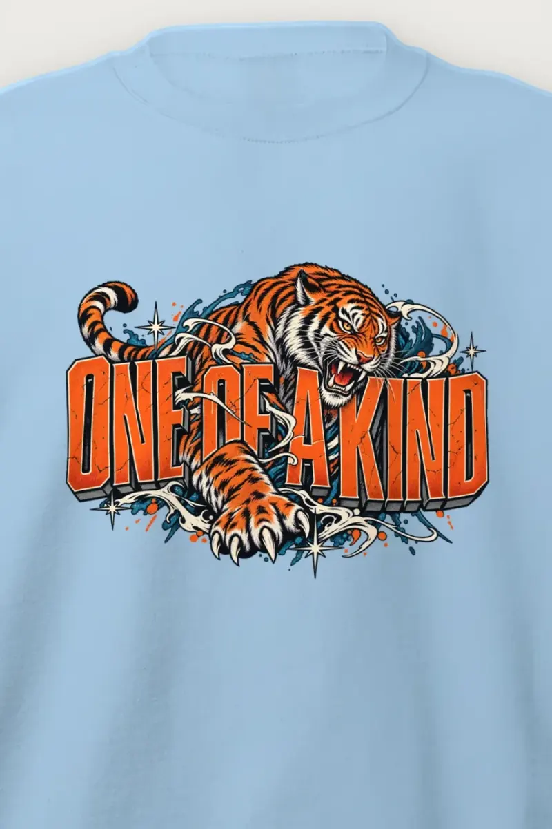 "One Of A Kind Tiger" Heavy Blend Unisex Crewneck Sweatshirt - the graphic up close
