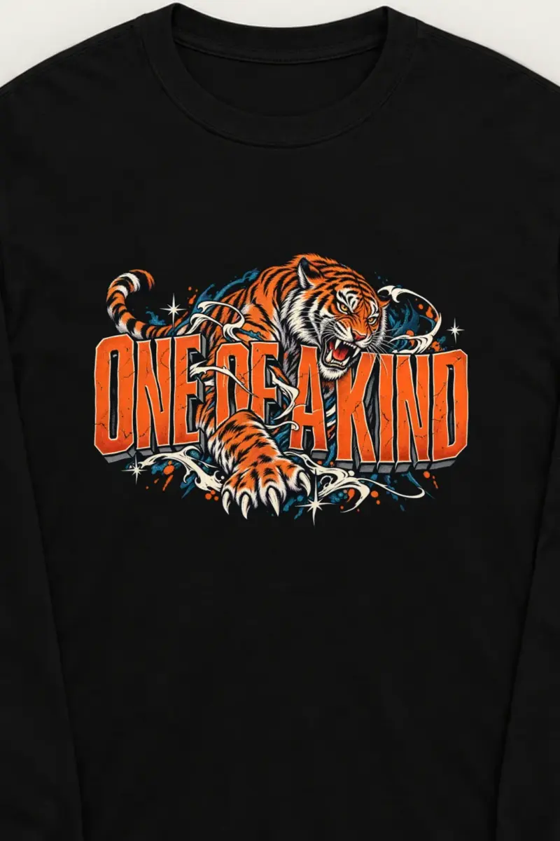 "Lunging Tiger Letter Longsleeve" Unisex Longsleeve T-shirt - the graphic up close
