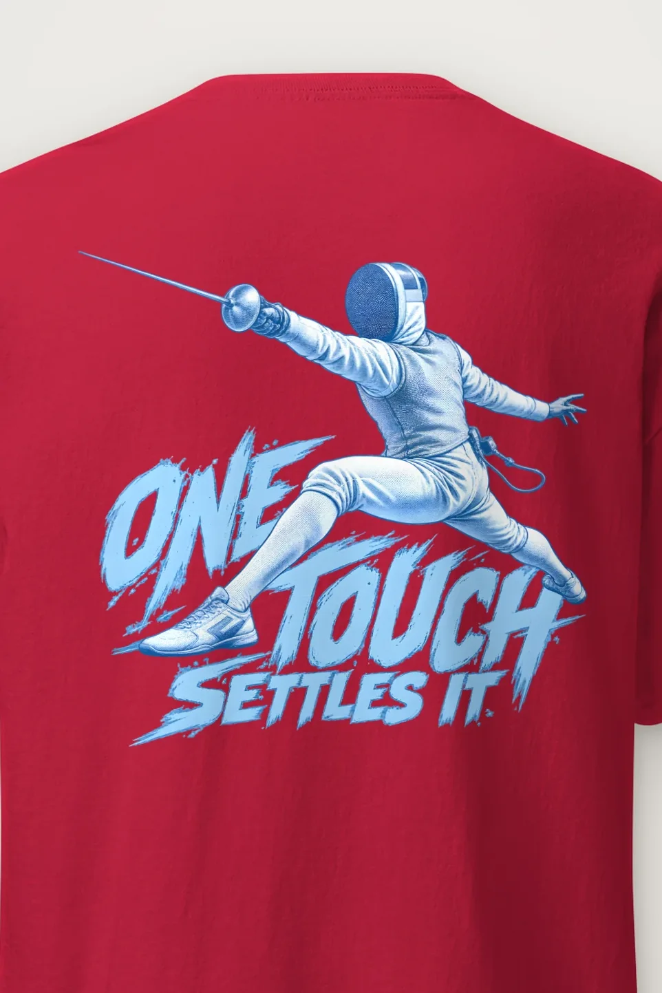 "One Touch Settles It" Heavyweight Unisex Crewneck T-shirt - the graphic up close