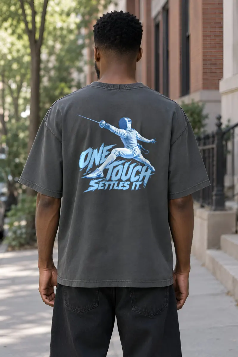 “One Touch Settles It” Men’s Oversized Heavyweight Crewneck T-Shirt