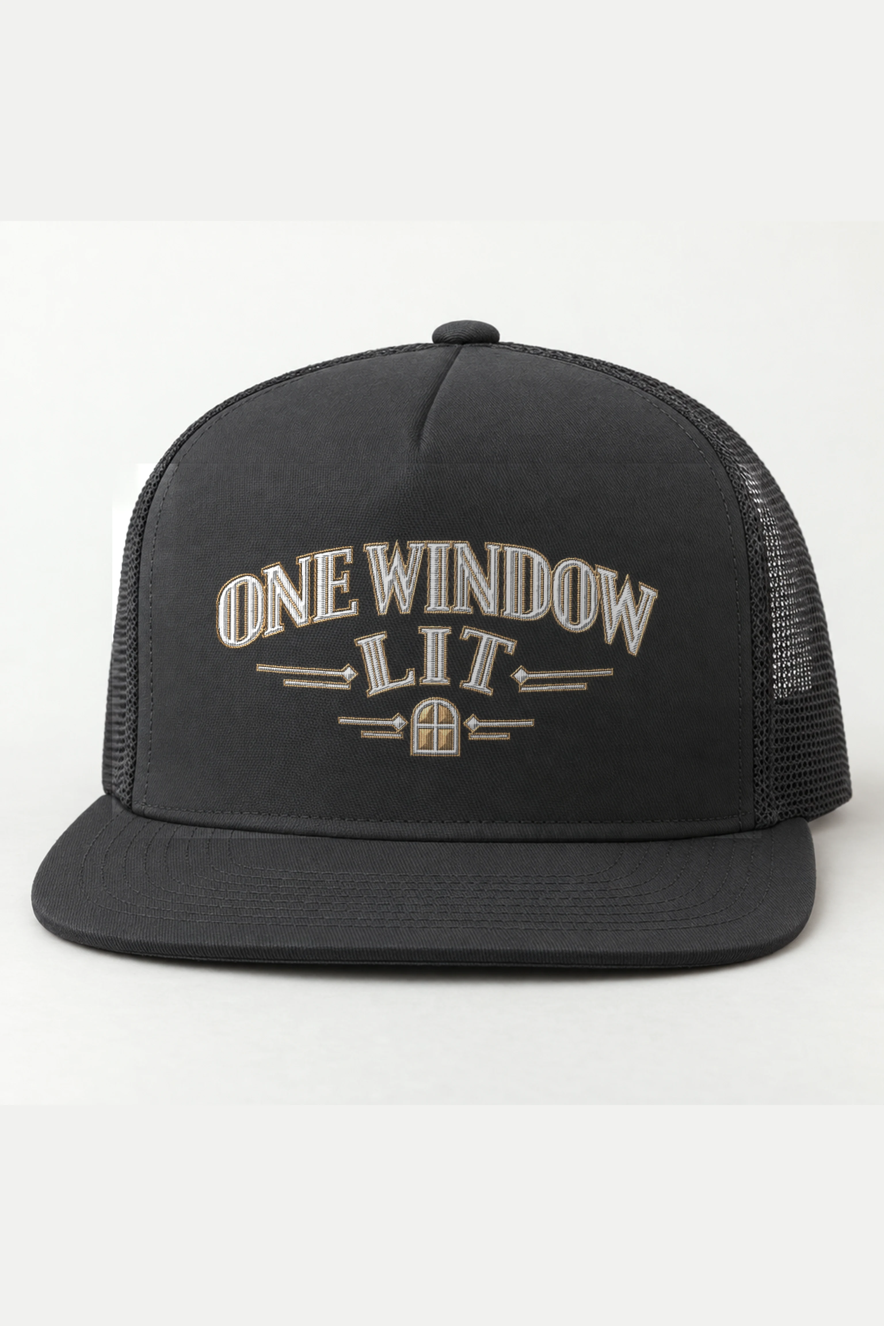"One Window Lit" 5 Panel Trucker Cap · Embroidered