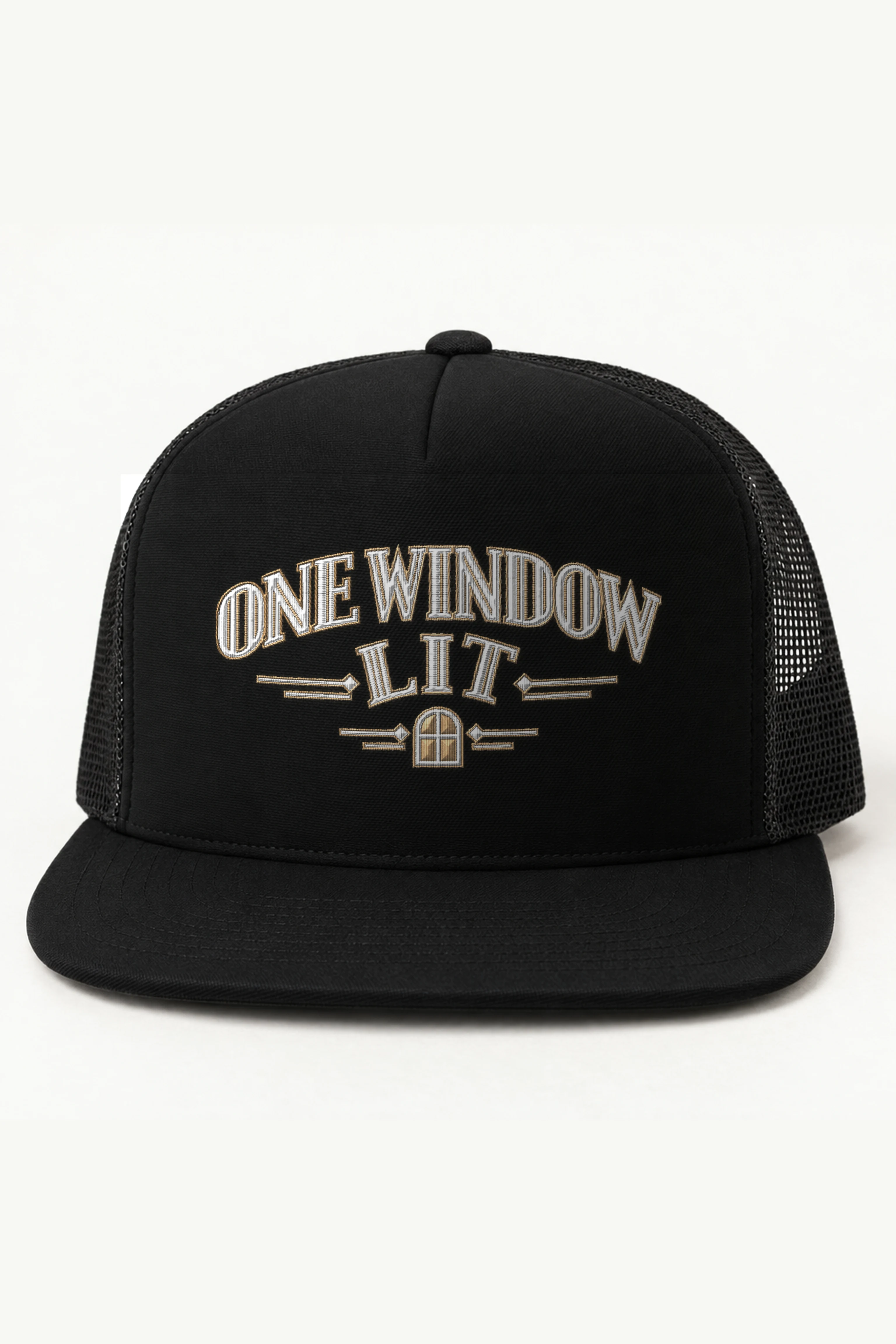 "One Window Lit" 5 Panel Trucker Cap · Embroidered