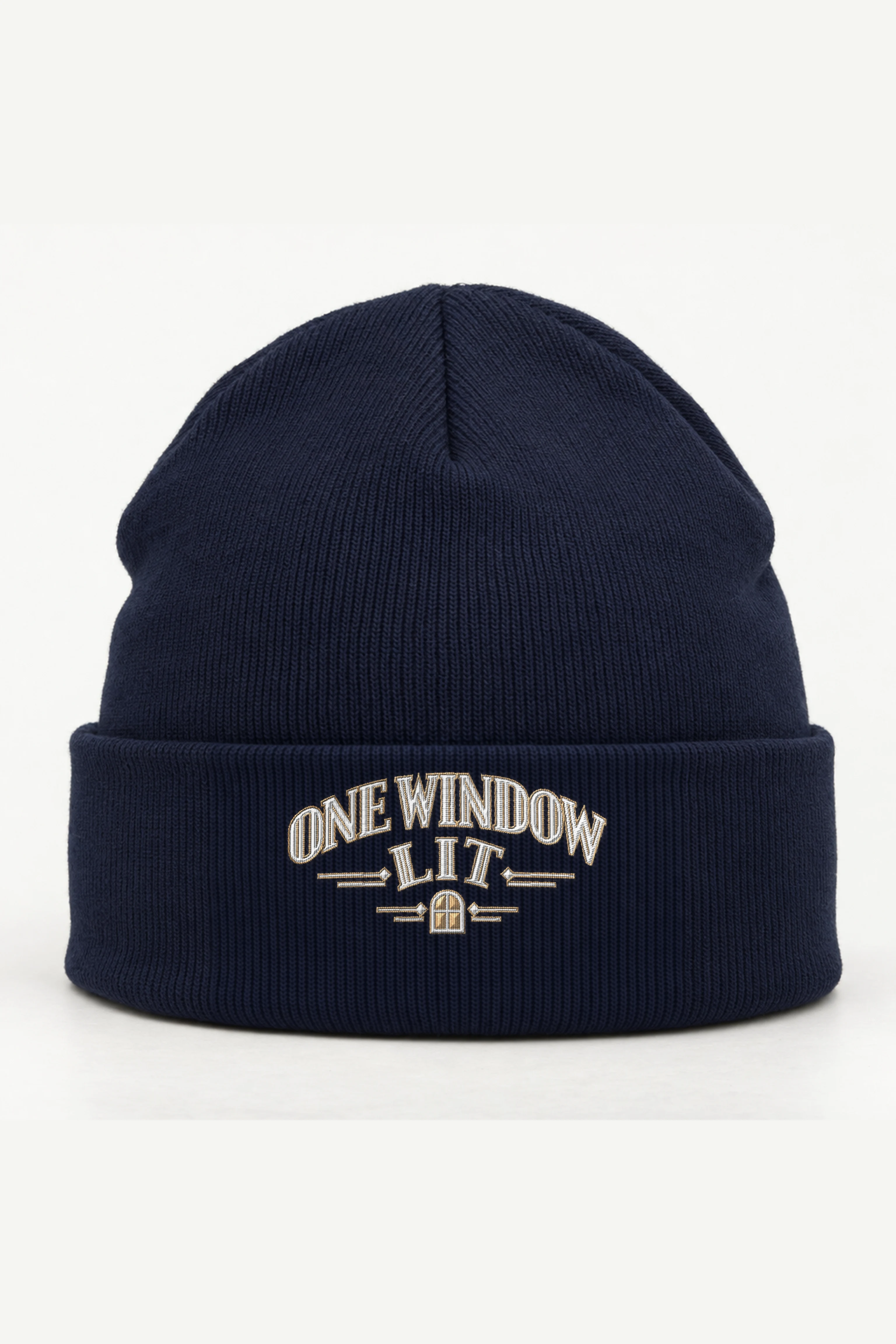 "One Window Lit" Cuffed Beanie · Embroidered