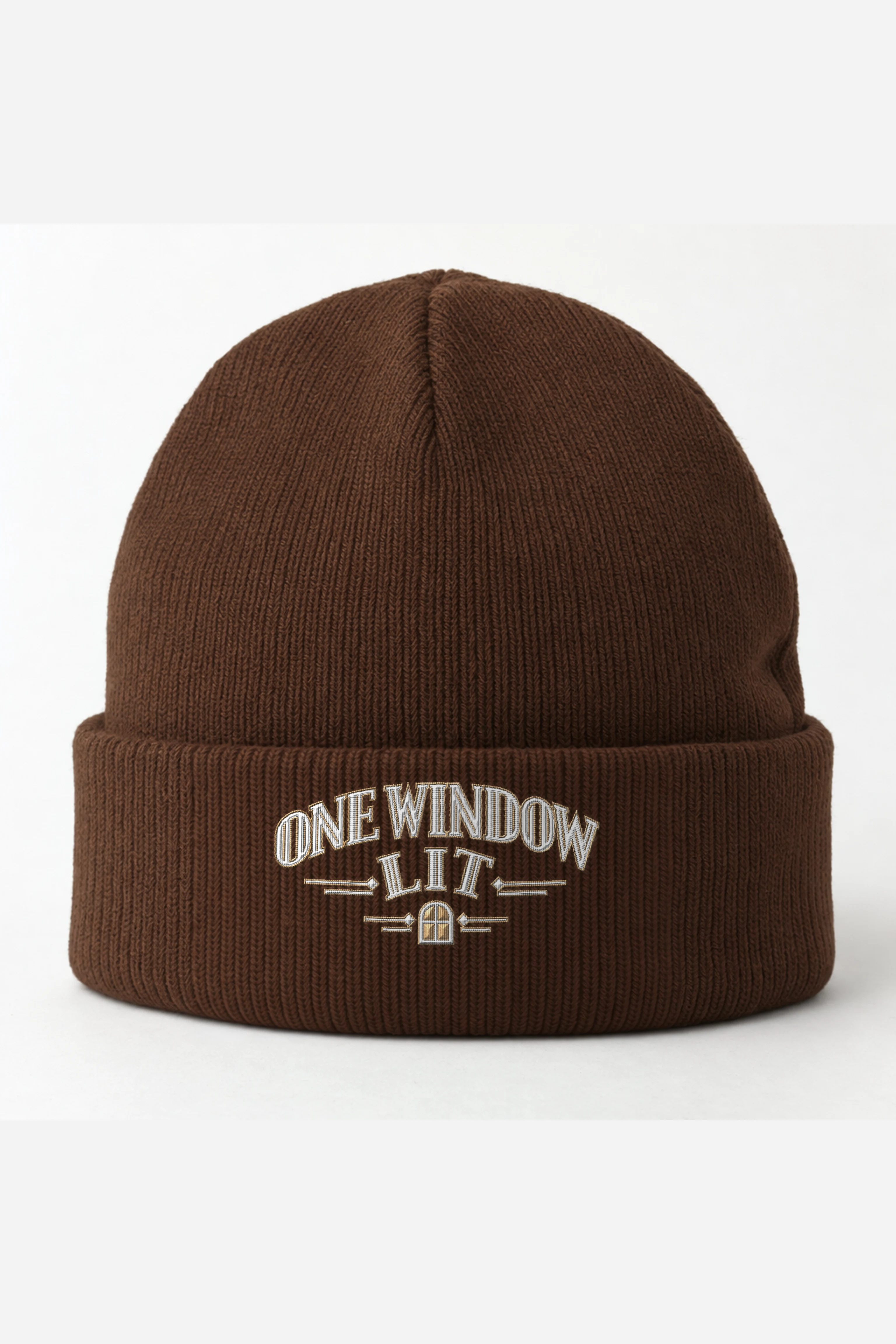 "One Window Lit" Cuffed Beanie · Embroidered