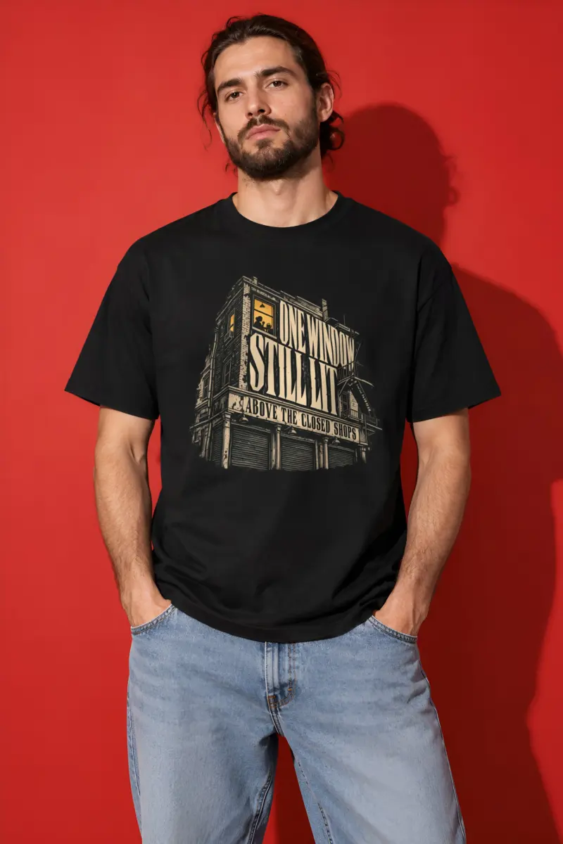 "One Window Still Lit" Heavyweight Unisex Crewneck T-shirt