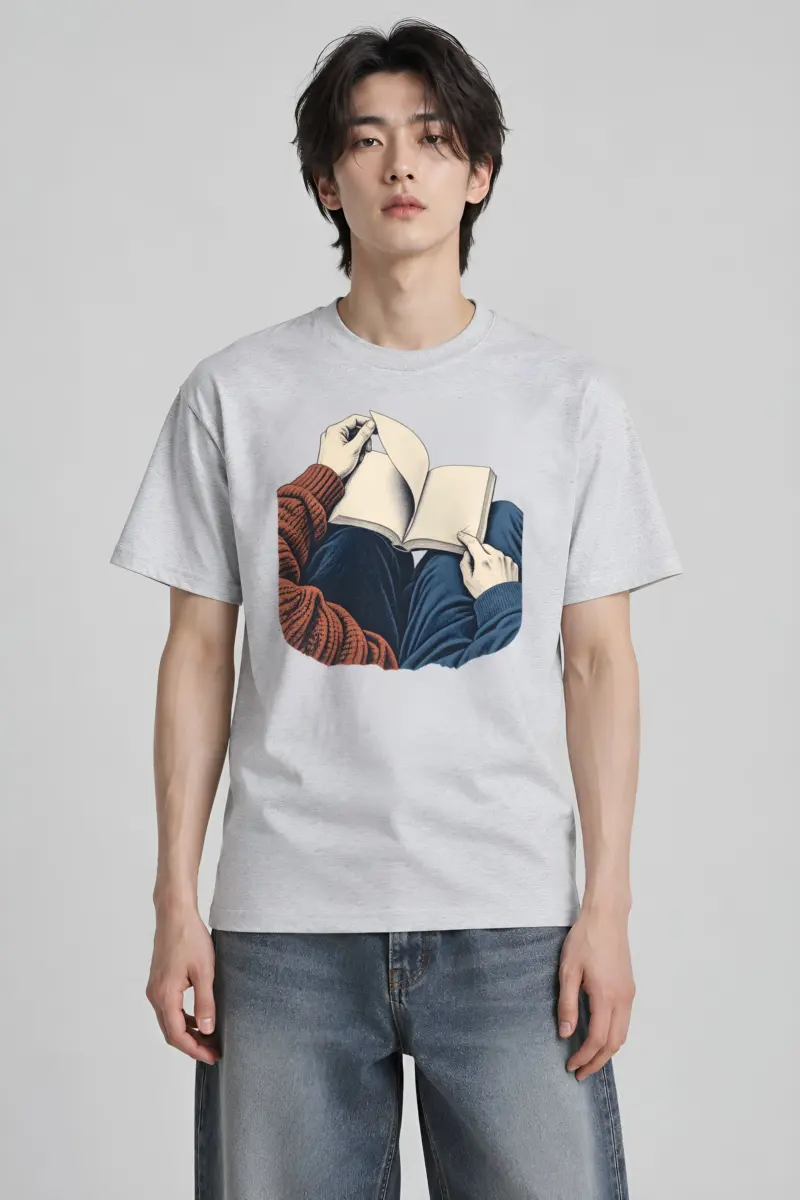 “Open Book On Knees” Heavyweight Unisex Crewneck T-shirt