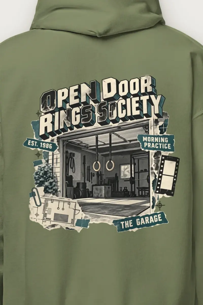 "Open Door Rings Society" Heavy Blend Unisex Pullover Hoodie - the graphic up close