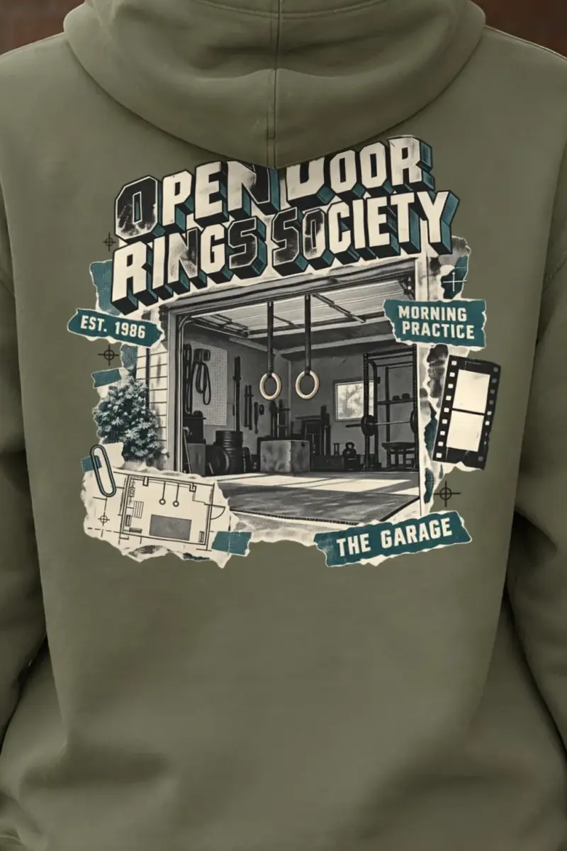 "Open Door Rings Society" Heavy Blend Unisex Pullover Hoodie - the graphic up close