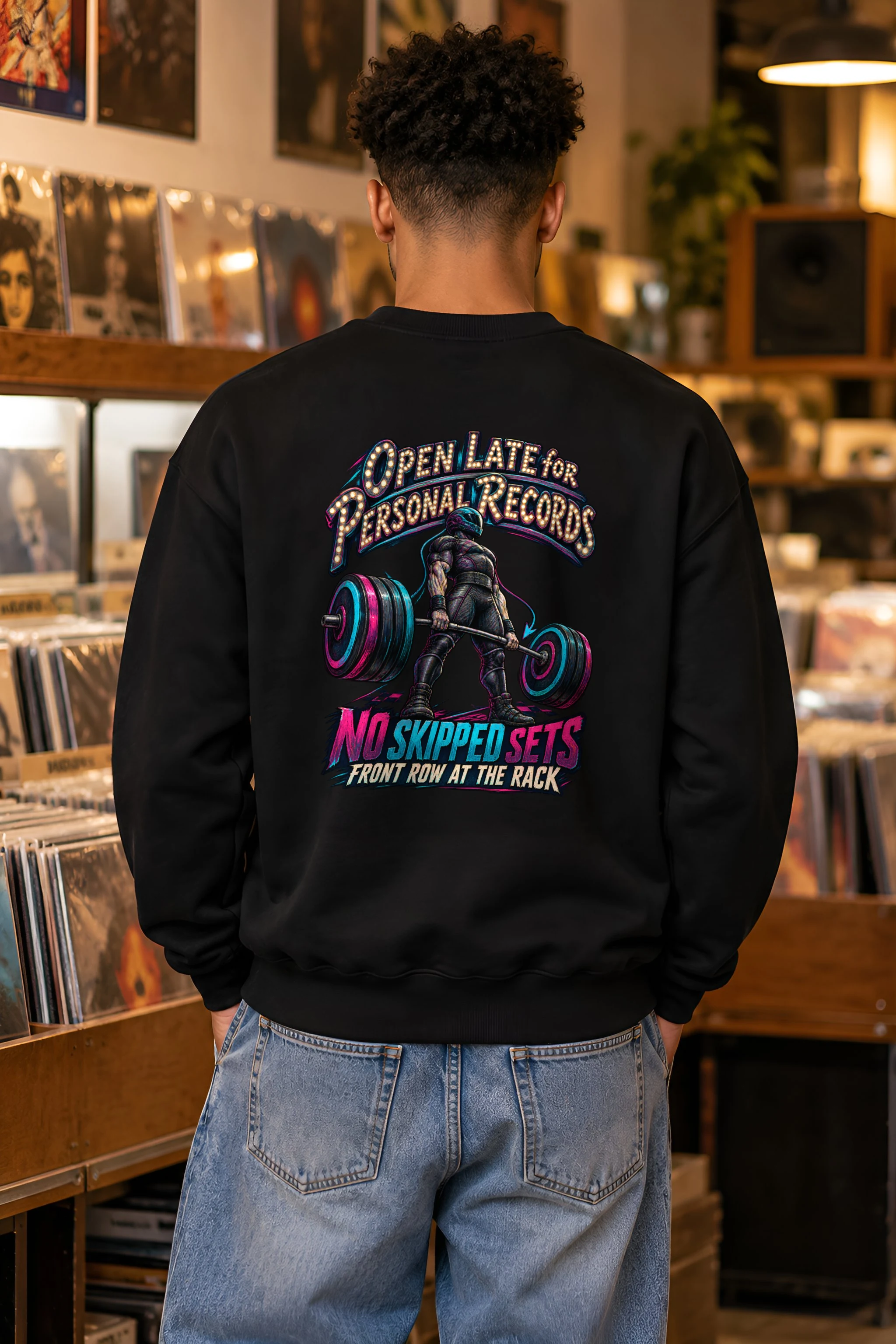 "Open Late for Personal Records" 1 Crewneck Sweatshirt