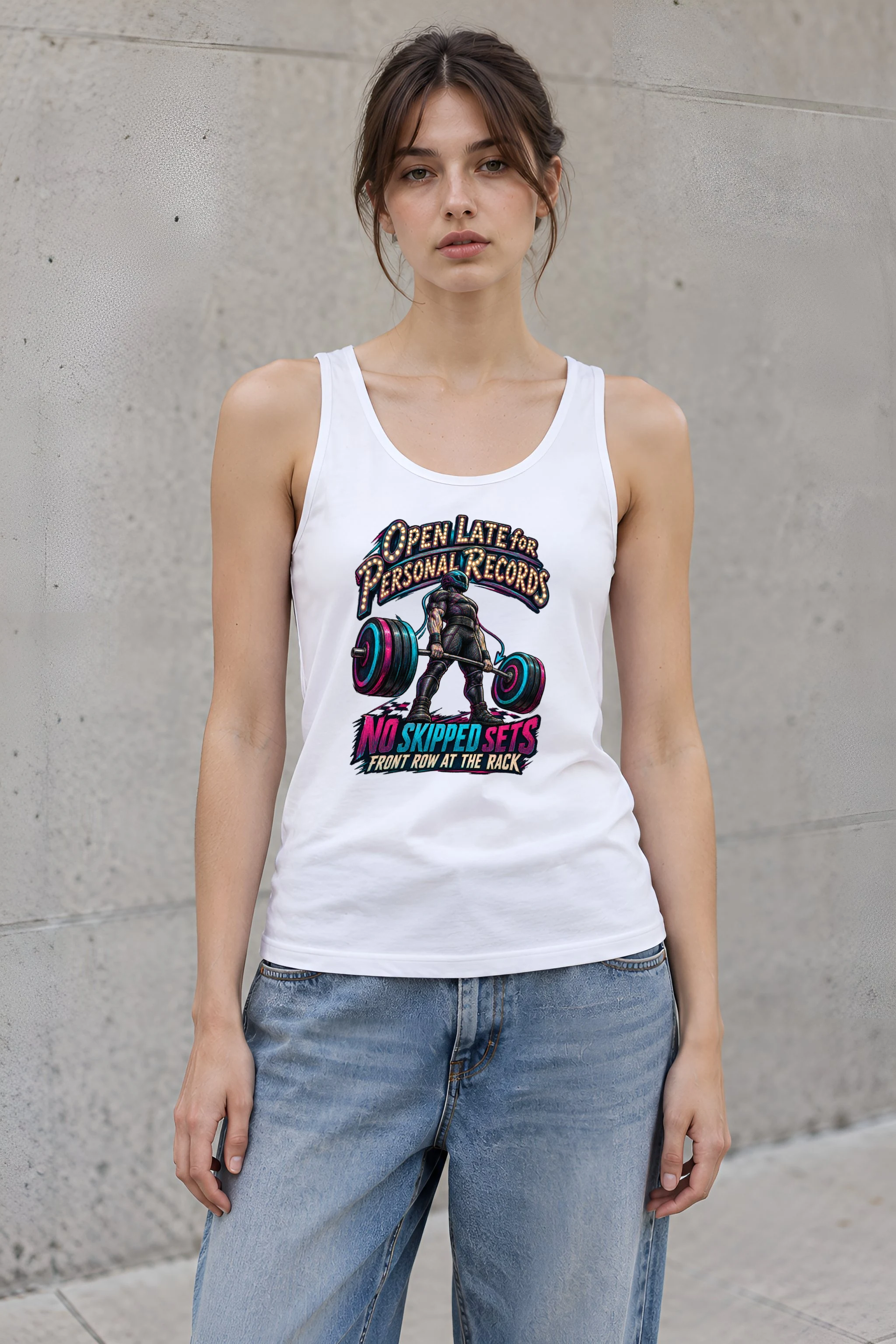 "Open Late for Personal Records" Unisex Jersey Tank