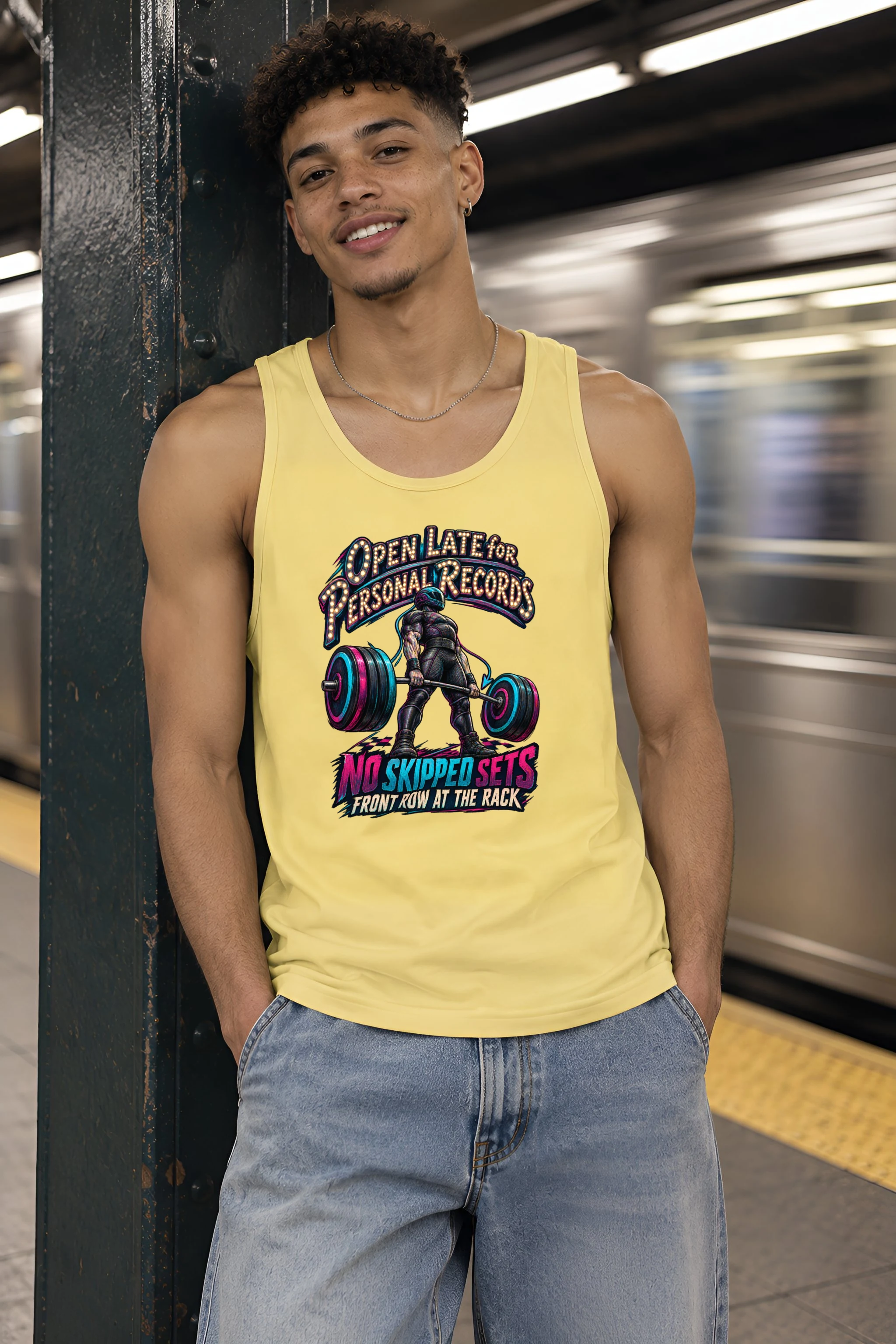 "Open Late for Personal Records" Unisex Jersey Tank